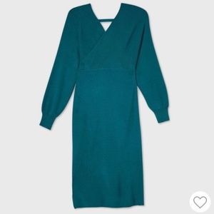 Isabel Maternity Long Sleeve Wrap Sweater Maternity Dress Teal Large dress 1222